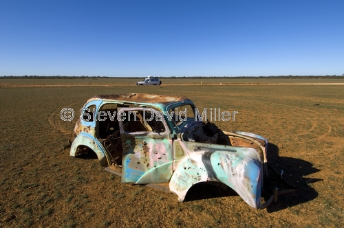 wrecked car;outback wreck;outback scenery