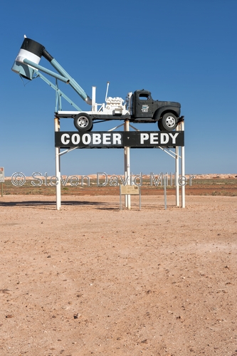 coober pedy;coober pedy picture;coober pedy mining truck;coober pedy sign;opal mining town;opal mining town of coober pedy;outback;australian outback;south australia;stuart highway town