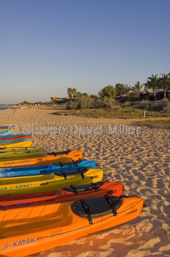 monkey mia;kayaks on a beach;colourful kayaks;shark bay;peron peninsula;monkey mia dolphin resort