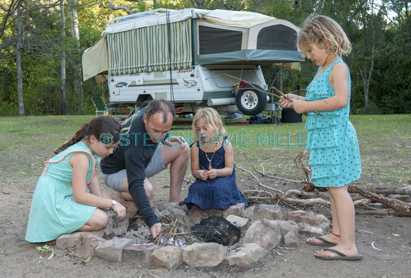 australian family;family camping;family campfire